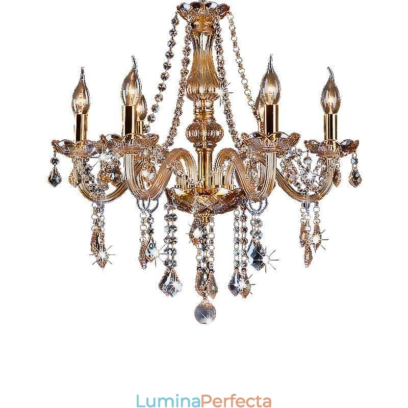 Candelabru de cristal european de culoare chihlimbar de lux