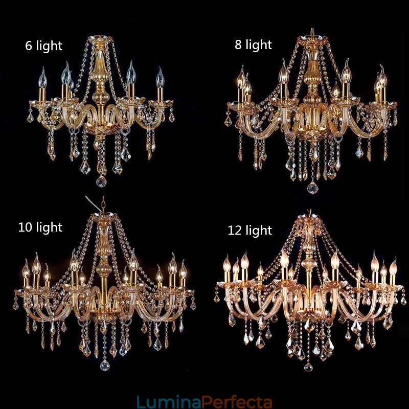 Candelabru de cristal european de culoare chihlimbar de lux