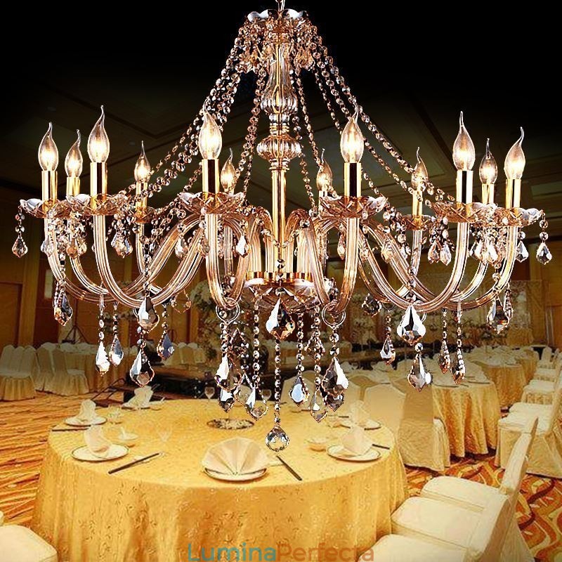 Candelabru de cristal european de culoare chihlimbar de lux
