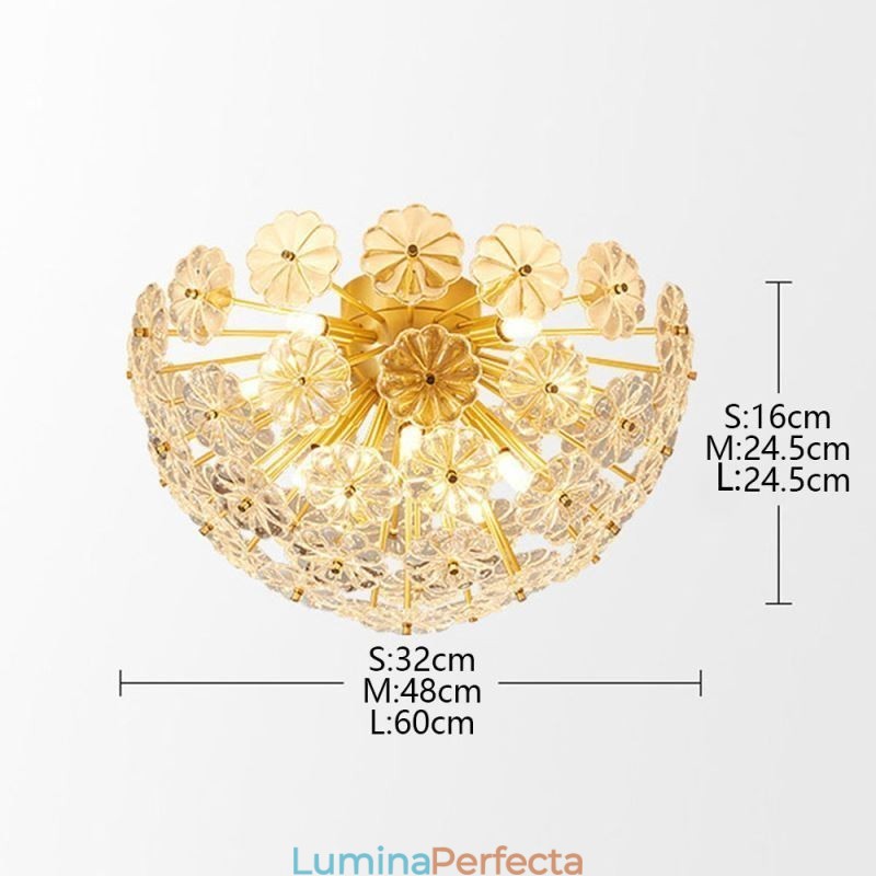 Plafoniera decorativă modernă în formă de floare din sticlă semicercală