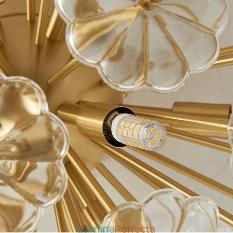 Plafoniera decorativă modernă în formă de floare din sticlă semicercală