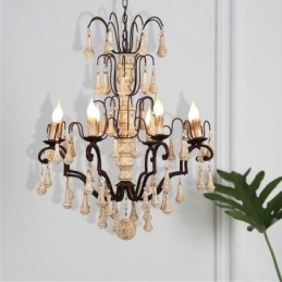 Lampă suspendată din lemn în stil retro Candelabru elegant