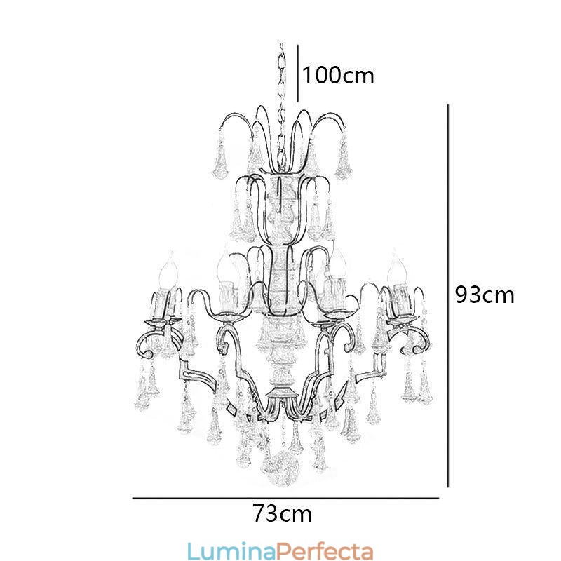 Lampă suspendată din lemn în stil retro Candelabru elegant