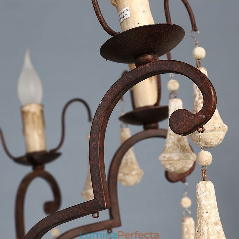 Lampă suspendată din lemn în stil retro Candelabru elegant