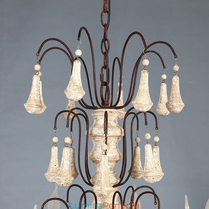 Lampă suspendată din lemn în stil retro Candelabru elegant