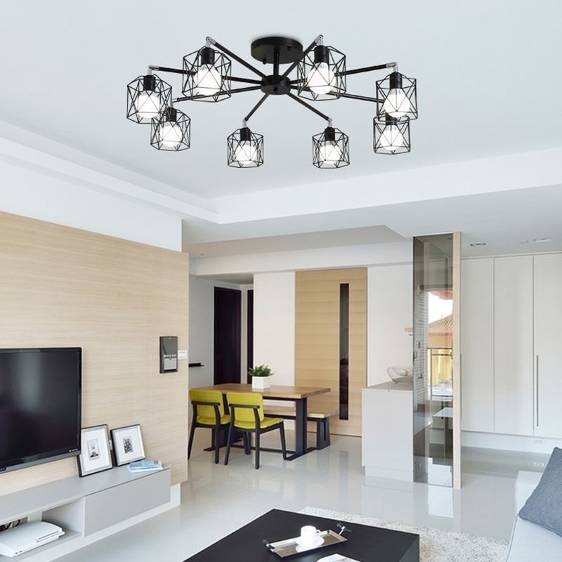 Lampă suspendată modernă cușcă pentru păsări Iluminat decorativ din fier