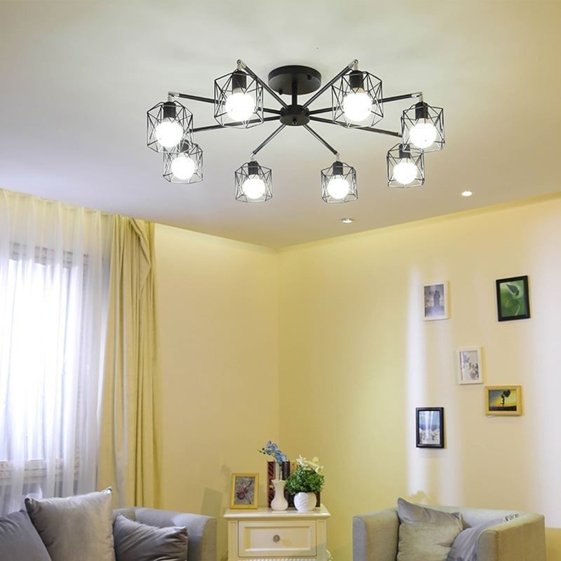 Lampă suspendată modernă cușcă pentru păsări Iluminat decorativ din fier