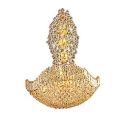 Candelabru din Imperiul de Cristal European Lumină cu pandantiv mare de culoare aurie