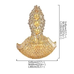 Candelabru din Imperiul de Cristal European Lumină cu pandantiv mare de culoare aurie