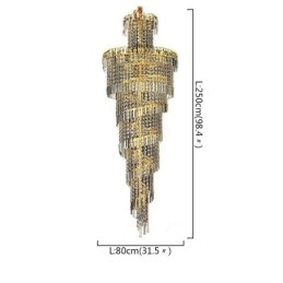 Candelabru de cristal european mare, formă rotundă, pandantiv lung