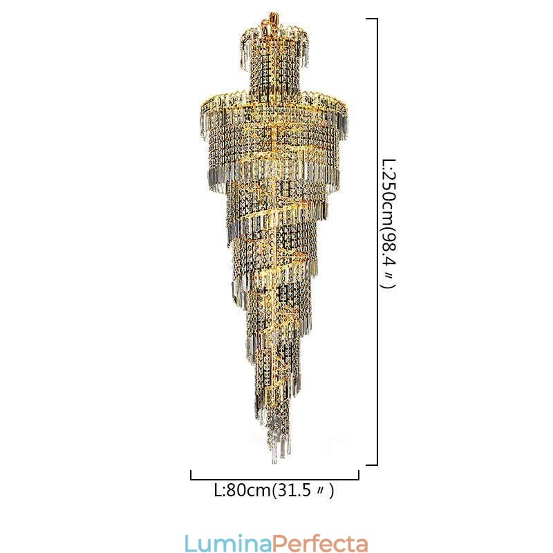 Candelabru de cristal european mare, formă rotundă, pandantiv lung