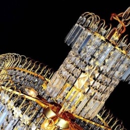 Candelabru de cristal european mare, formă rotundă, pandantiv lung