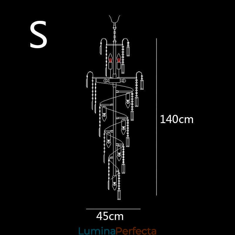 Candelabru de cristal european mare, formă rotundă, pandantiv lung