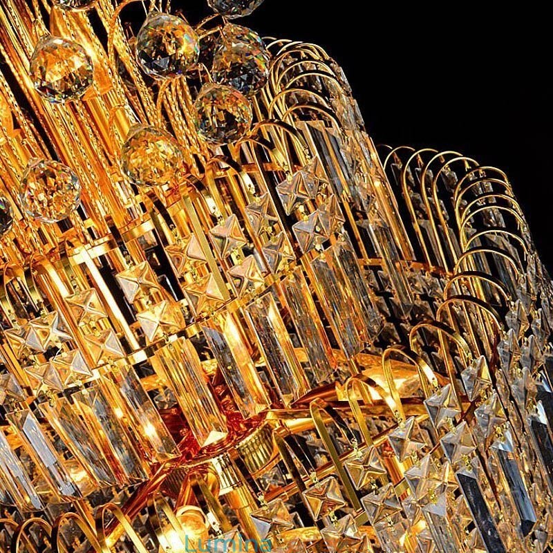 Candelabru de cristal elegant Imperiu Pandantiv lung de lux european