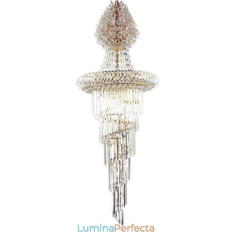 Candelabru de lux din cristal modern european grațios cu pandantiv lung scară duplex