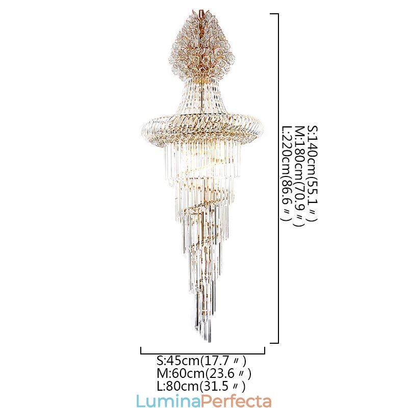 Candelabru de lux din cristal modern european grațios cu pandantiv lung scară duplex