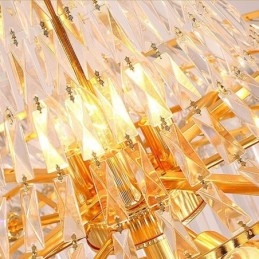 Candelabru de lux din cristal modern european grațios cu pandantiv lung scară duplex