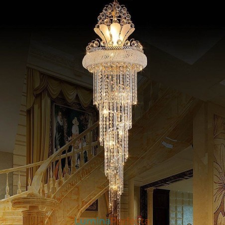 Candelabru de cristal grațios Modern, simplu, lung, pandantiv, scară duplex