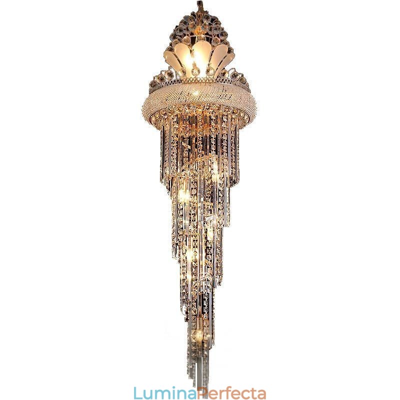 Candelabru de cristal grațios Modern, simplu, lung, pandantiv, scară duplex