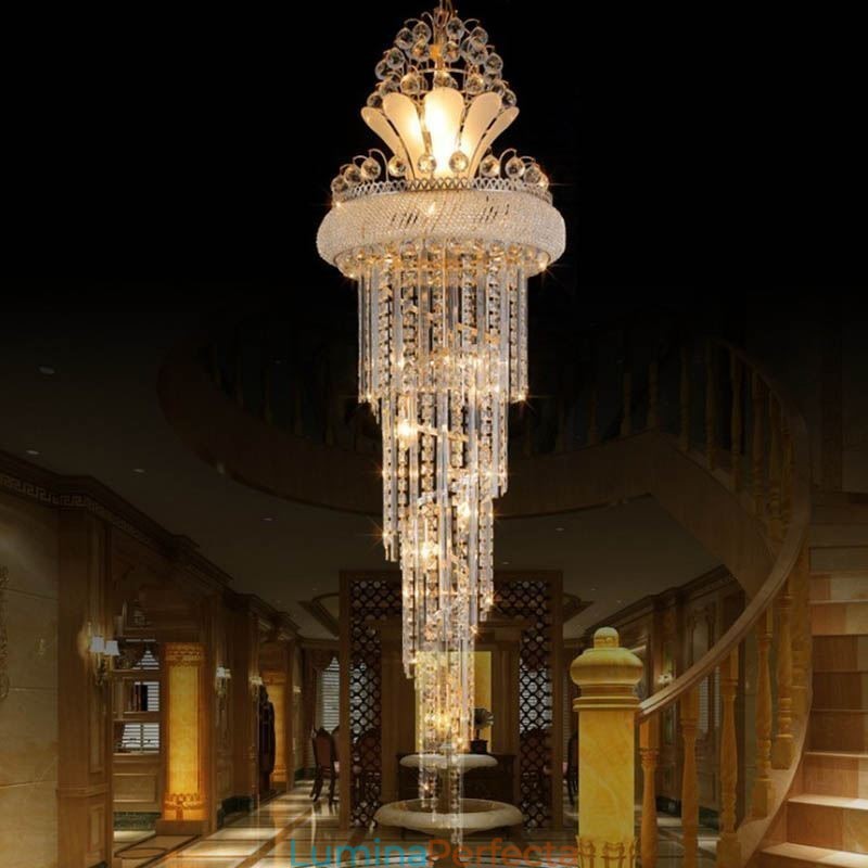 Candelabru de cristal grațios Modern, simplu, lung, pandantiv, scară duplex