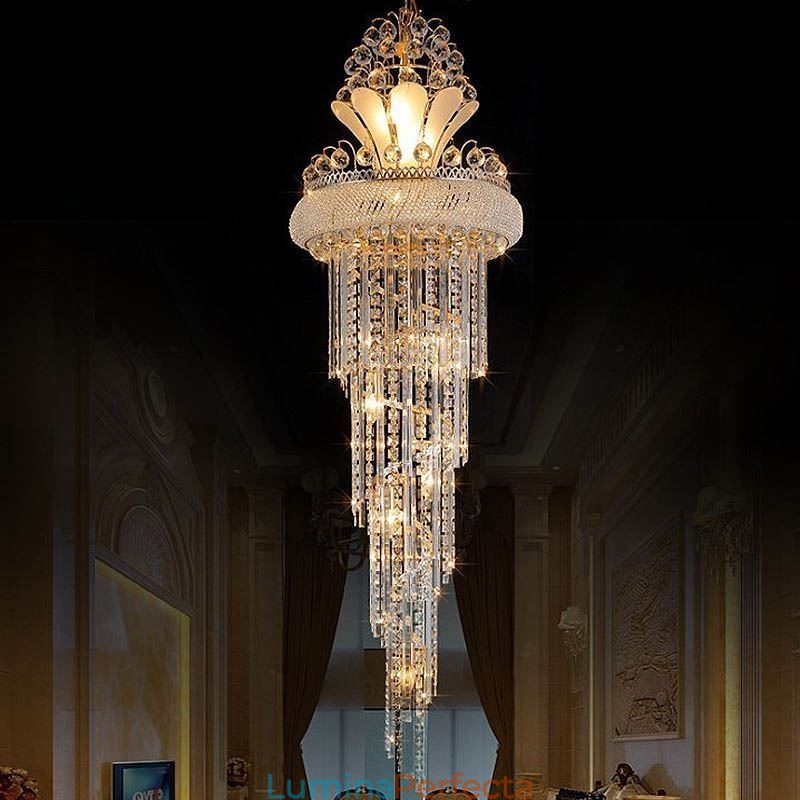 Candelabru de cristal grațios Modern, simplu, lung, pandantiv, scară duplex