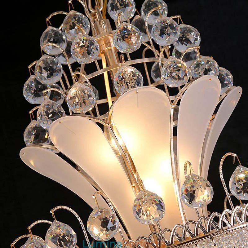 Candelabru de cristal grațios Modern, simplu, lung, pandantiv, scară duplex