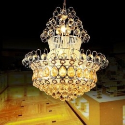 Candelabru modern Imperiu din aur Lumină suspendată din cristal simplu