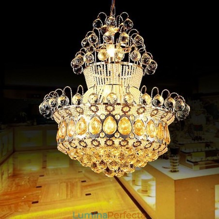 Candelabru modern Imperiu din aur Lumină suspendată din cristal simplu Candelabru modern Imperiu din aur Lumină suspendată din cristal simplu