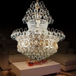 Candelabru modern Imperiu din aur Lumină suspendată din cristal simplu