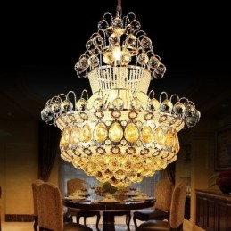 Candelabru modern Imperiu din aur Lumină suspendată din cristal simplu