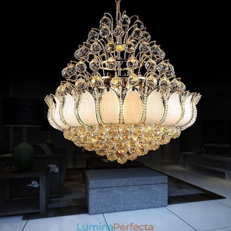 Candelabru Imperiu Cristal Contemporan Culoare Auriu Pandantiv Lotus Candelabru Imperiu Cristal Contemporan Culoare Auriu Pandantiv Lotus