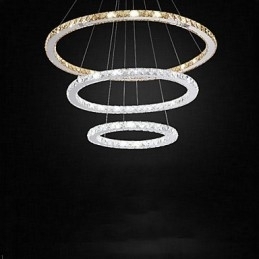 Lampe suspendate Chihlimbar și clar K9 Candelabru de cristal Iluminare cu 3 inele
