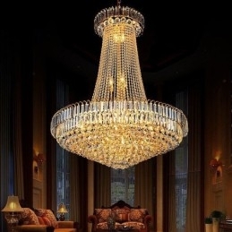 Candelabru din Cristal Elegant European Pendant Candelabru cu suspendare lunga Scara duplex