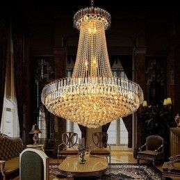 Candelabru din Cristal Elegant European Pendant Candelabru cu suspendare lunga Scara duplex