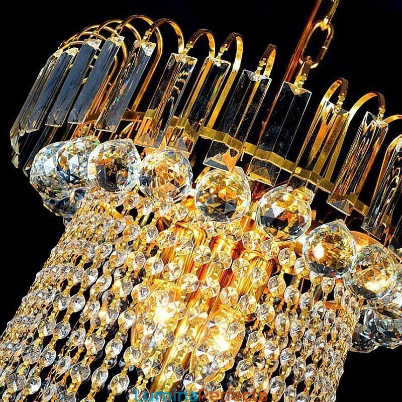 Candelabru din Cristal Elegant European Pendant Candelabru cu suspendare lunga Scara duplex