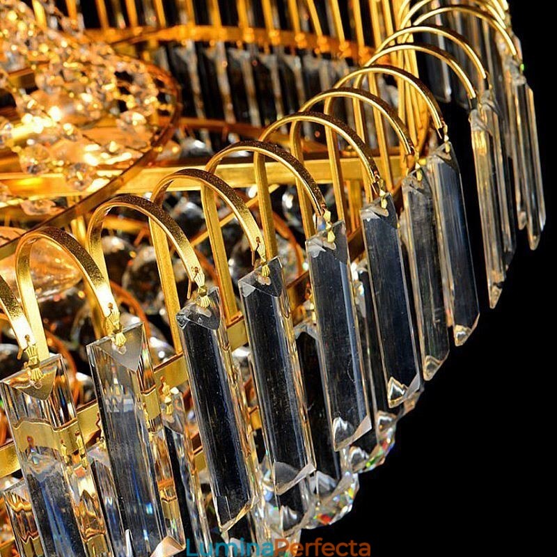 Candelabru din Cristal Elegant European Pendant Candelabru cu suspendare lunga Scara duplex