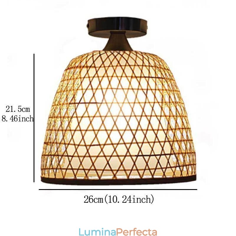 Plafoniera rotundă creativă din bambus cu montare semi-încastrată Iluminare vestibule