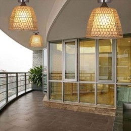 Plafoniera rotundă creativă din bambus cu montare semi-încastrată Iluminare vestibule