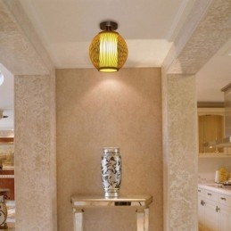 Plafoniera unică, semi-încastrabilă, creativ, rotund, din bambus