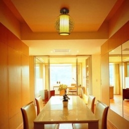 Plafoniera unică, semi-încastrabilă, creativ, rotund, din bambus