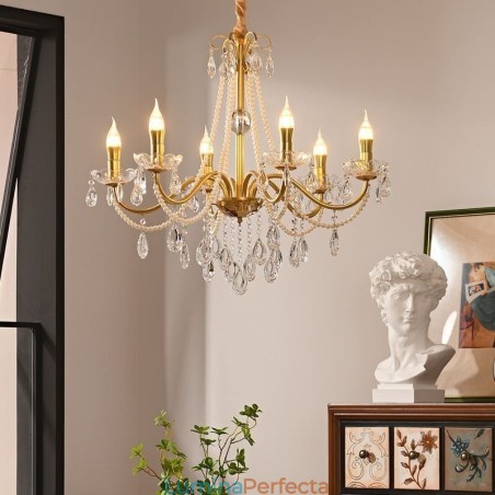 Lampă suspendată din cristal american în stil rustic Plafoniera creativă cu artă de fier