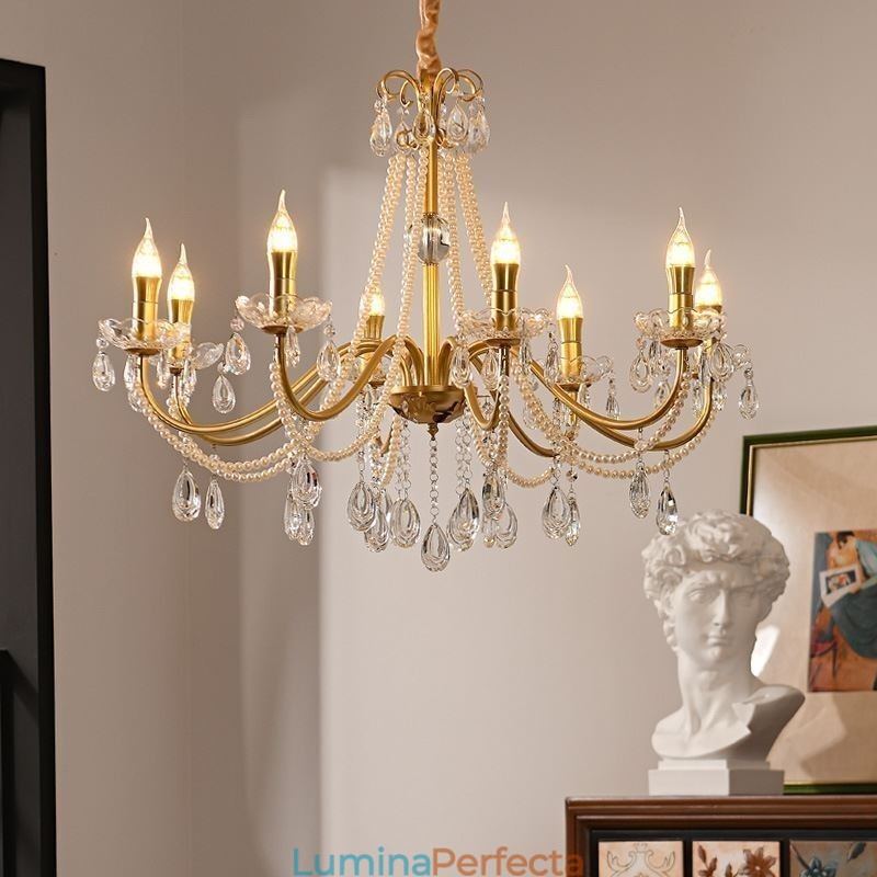 Lampă suspendată din cristal american în stil rustic Plafoniera creativă cu artă de fier