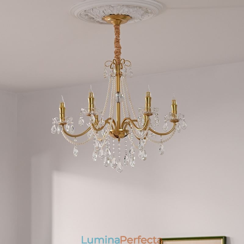Lampă suspendată din cristal american în stil rustic Plafoniera creativă cu artă de fier