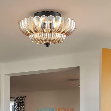 Lampă de tavan modernă, simplă, cu bază Lotus, montată în plas Lampă de tavan modernă, simplă, cu bază Lotus, montată în plas