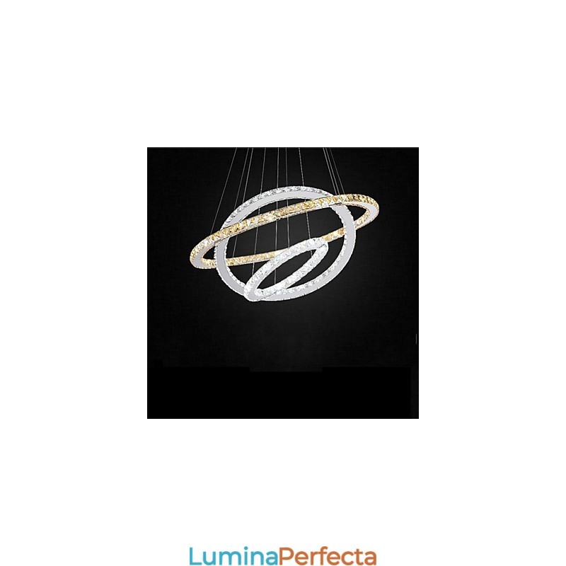 Lampe suspendate Chihlimbar și clar K9 Candelabru de cristal Iluminare cu 3 inele