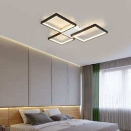 Plafoniera minimalistă cu 3 pătrate cu montare încadrată, reglabilă în trepte, cu telecomandă 60W