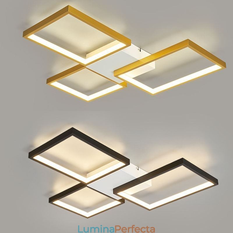 Plafoniera minimalistă cu 3 pătrate cu montare încadrată, reglabilă în trepte, cu telecomandă 60W