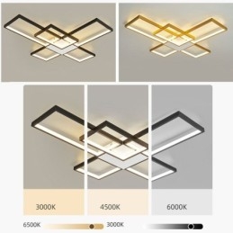 Plafoniera minimalistă cu montaj încastrat Five Square, reglabilă în trepte, cu telecomandă 92W