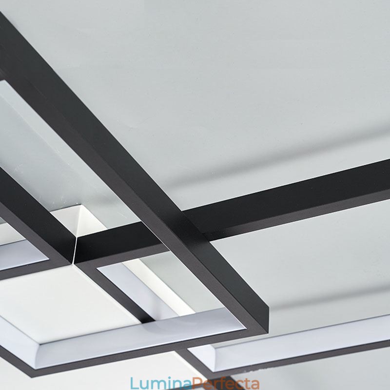 Plafoniera minimalistă cu montaj încastrat Five Square, reglabilă în trepte, cu telecomandă 92W