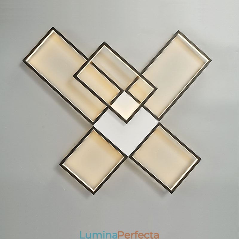 Plafoniera minimalistă cu montaj încastrat Five Square, reglabilă în trepte, cu telecomandă 92W